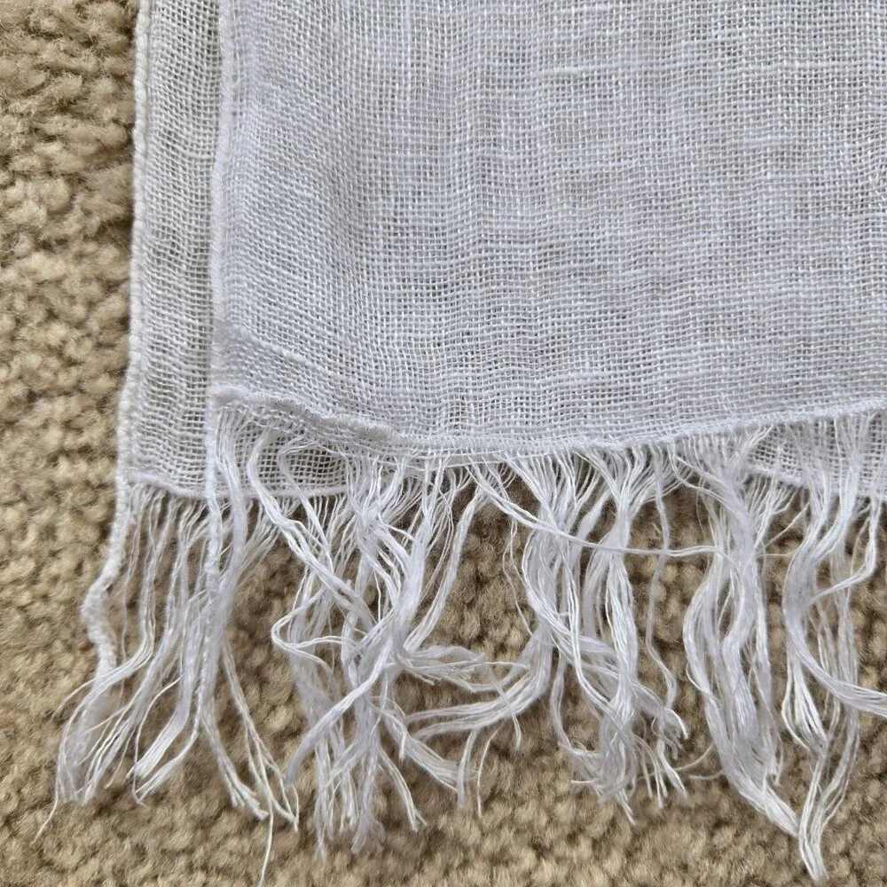 NWOT Vikolino White Linen Scarf - Picture 4 of 7